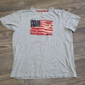 Winchester Mens Shirt Size XL Gray Patriotic Flag Embroidered Cotton Tee